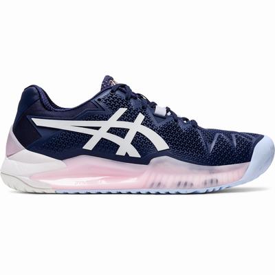 Asics Gel-Resolution 8 - Naisten Tenniskengät - Laivastonsininen/Valkoinen